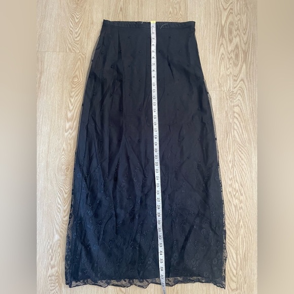 Whimsigoth Midi Skirt Size 40 Sheer Floral Mesh Overlay Y2K Goth - Picture 10 of 14
